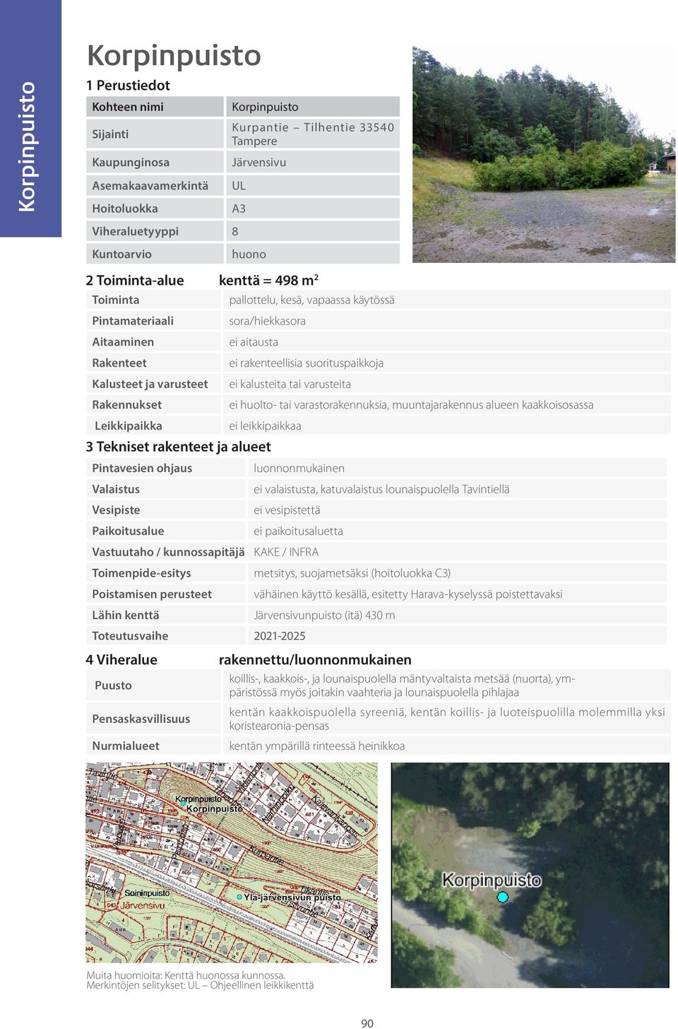 / INFRA metsitys, suojametsäksi (hoitoluokka C3) vähäinen käyttö kesällä, esitetty Harava-kyselyssä poistettavaksi Järvensivunpuisto (itä) 430 m Toteutusvaihe 2021-2025 koillis-, kaakkois-, ja
