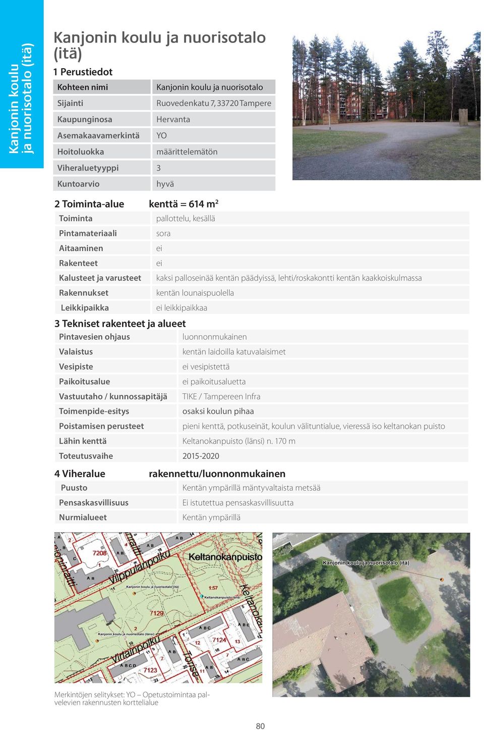 laidoilla katuvalaisimet ei paikoitusaluetta TIKE / Tampereen Infra osaksi koulun pihaa pieni kenttä, potkuseinät, koulun välituntialue, vieressä iso keltanokan puisto Keltanokanpuisto