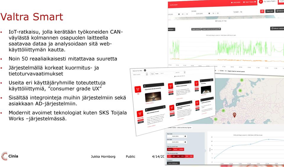 Noin 50 reaaliaikaisesti mitattavaa suuretta Järjestelmällä korkeat kuormitus- ja tietoturvavaatimukset Useita eri