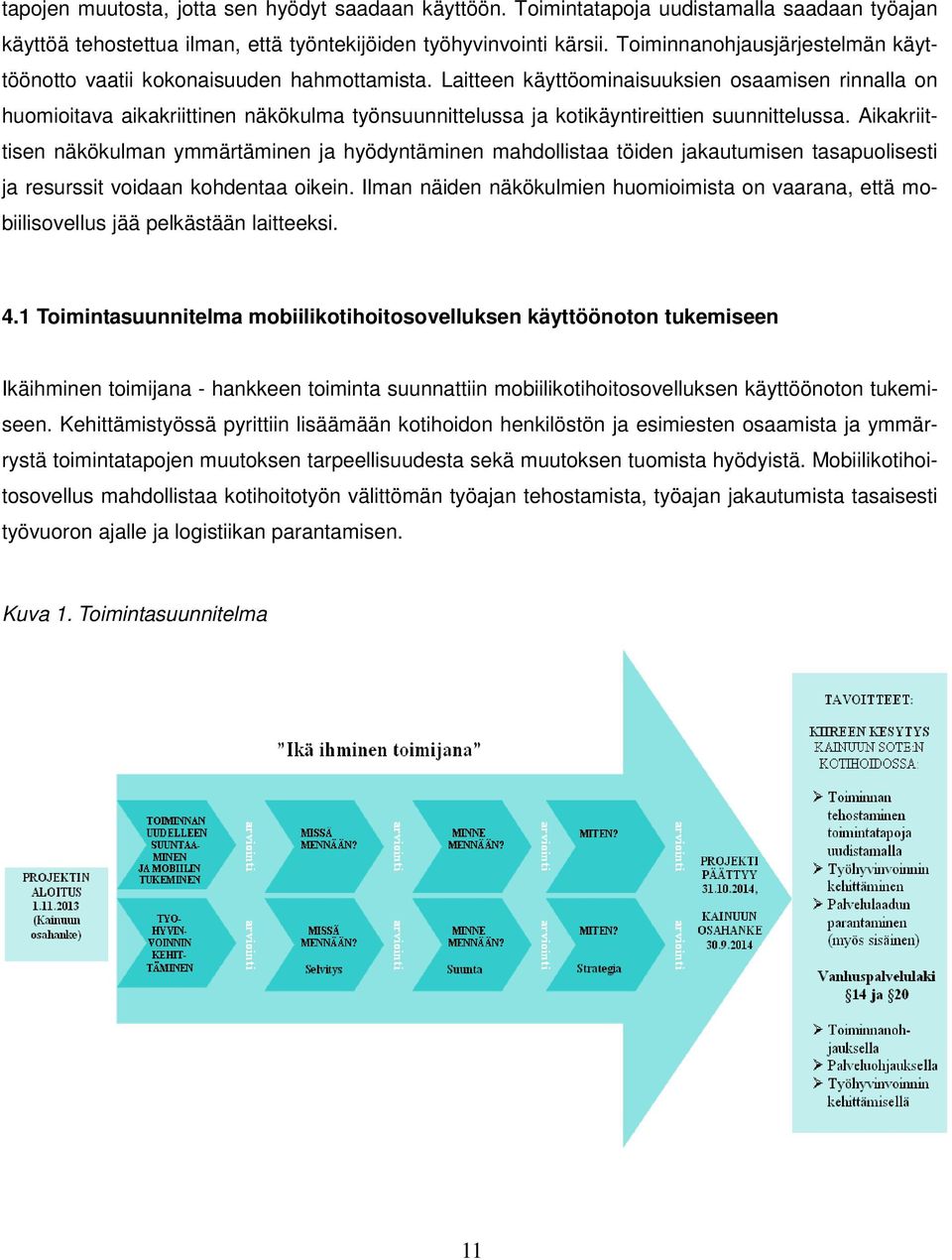 Laitteen käyttöominaisuuksien osaamisen rinnalla on huomioitava aikakriittinen näkökulma työnsuunnittelussa ja kotikäyntireittien suunnittelussa.