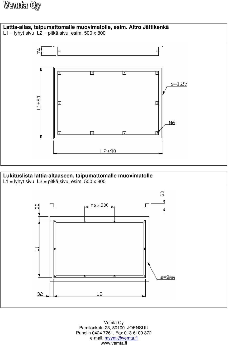 500 x 800 Lukituslista lattia-altaaseen,