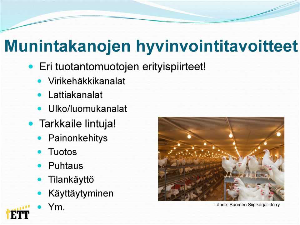 Virikehäkkikanalat Lattiakanalat Ulko/luomukanalat