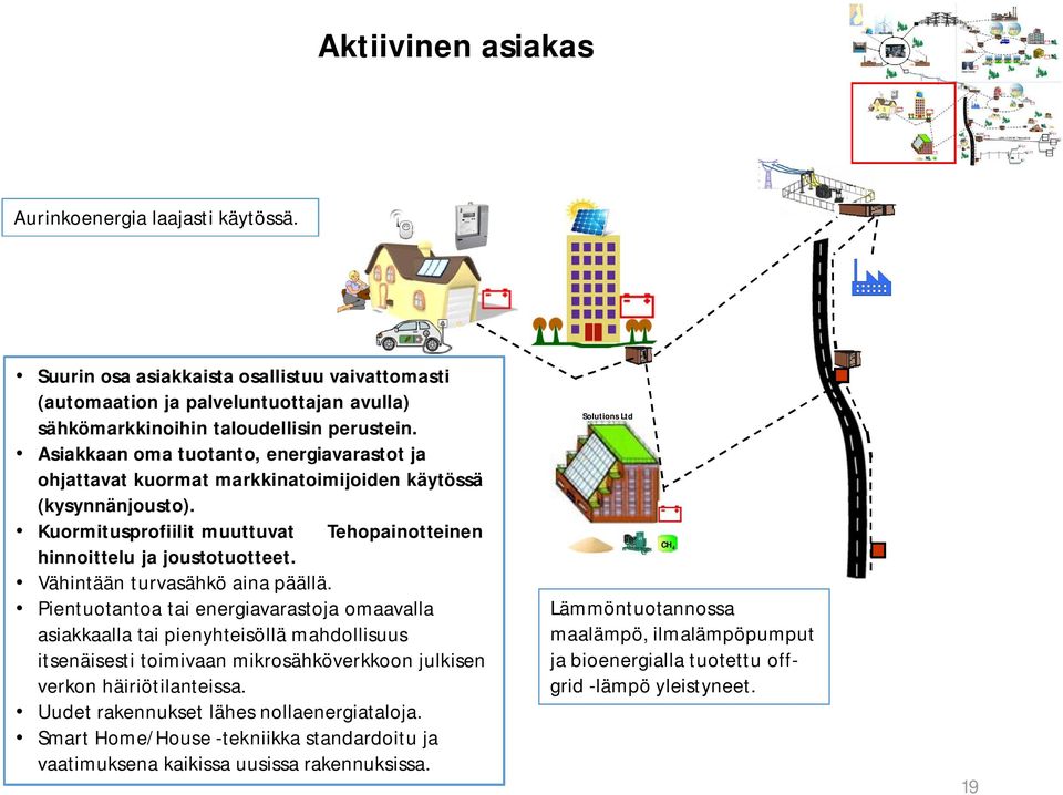 Vähintään turvasähkö aina päällä. Pientuotantoa tai energiavarastoja omaavalla asiakkaalla tai pienyhteisöllä mahdollisuus itsenäisesti toimivaan mikrosähköverkkoon julkisen verkon häiriötilanteissa.