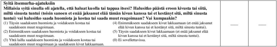 kostaa tai saada muut reagoimaan? Vai kumpaakin? (1) Täysin saadakseen huomiota ja voidakseen kostaa tai saadakseen muut reagoimaan.