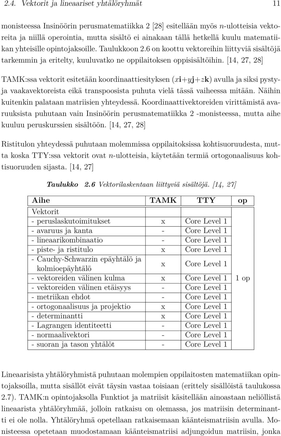 [14, 27, 28] TAMK:ssa vektorit esitetään koordinaattiesityksen (xi+yj+zk) avulla ja siksi pystyja vaakavektoreista eikä transpoosista puhuta vielä tässä vaiheessa mitään.