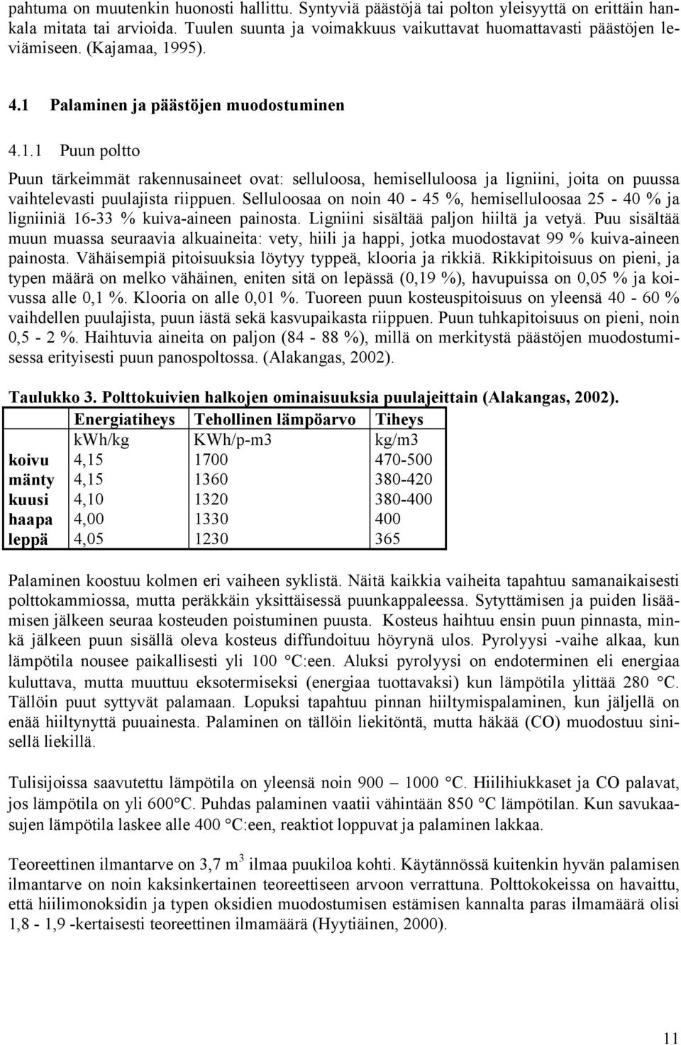 Selluloosaa on noin 40 45 %, hemiselluloosaa 25 40 % ja ligniiniä 1633 % kuivaaineen painosta. Ligniini sisältää paljon hiiltä ja vetyä.