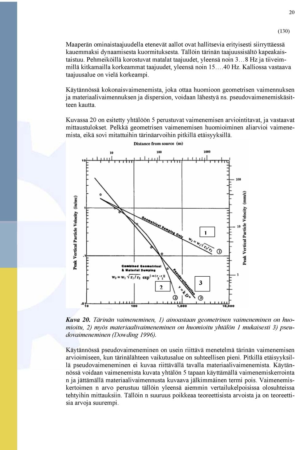 Käytännössä kokonaisvaimenemista, joka ottaa huomioon geometrisen vaimennuksen ja materiaalivaimennuksen ja dispersion, voidaan lähestyä ns. pseudovaimenemiskäsitteen kautta.