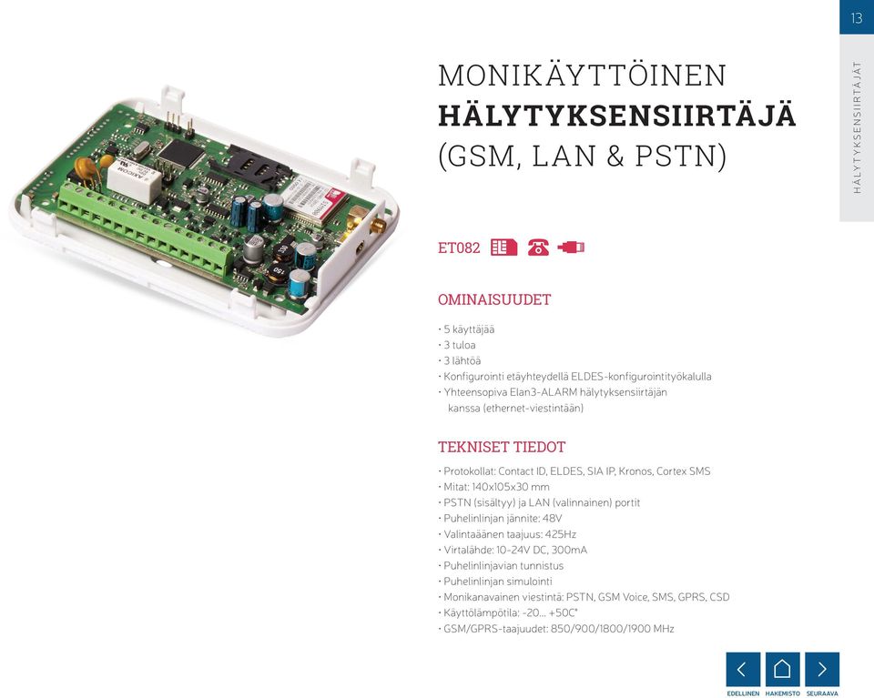 Kronos, Cortex SMS Mitat: 140x105x30 mm PSTN (sisältyy) ja LAN (valinnainen) portit Puhelinlinjan jännite: 48V Valintaäänen taajuus: 425Hz Virtalähde: 10-24V DC,