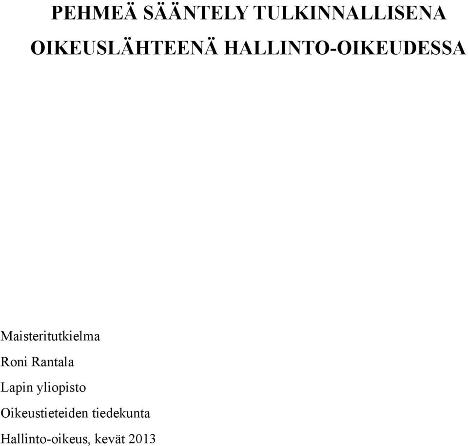 Maisteritutkielma Roni Rantala Lapin