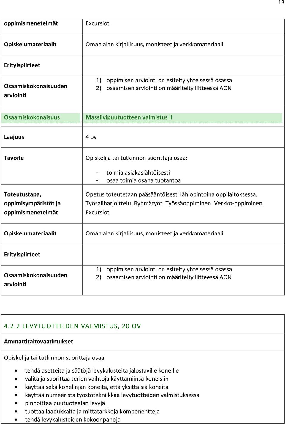 toteutetaan pääsääntöisesti lähiopintoina oppilaitoksessa. Työsaliharjoittelu. Ryhmätyöt. Työssäoppiminen. Verkko-oppiminen. Ecursiot.