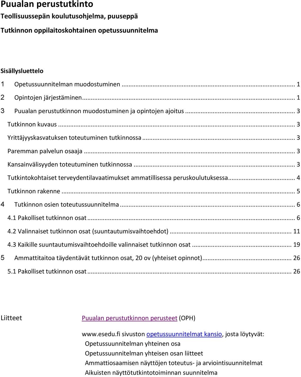 .. 3 Kansainvälisyyden toteutuminen tutkinnossa... 3 Tutkintokohtaiset terveydentilavaatimukset ammatillisessa peruskoulutuksessa... 4 Tutkinnon rakenne... 5 4 Tutkinnon osien toteutussuunnitelma.