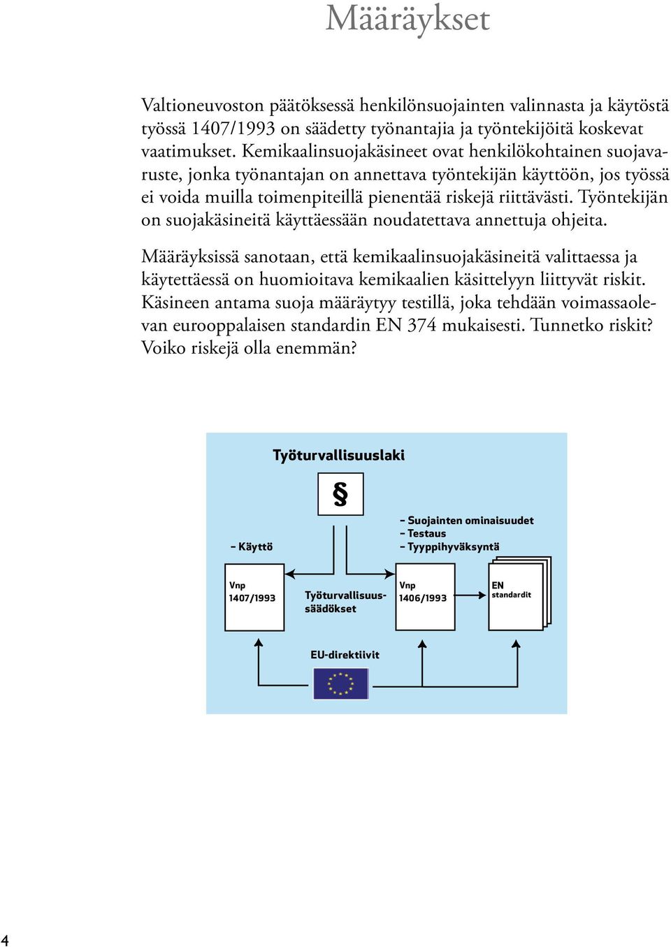 Työntekijän on suojakäsineitä käyttäessään noudatettava annettuja ohjeita.