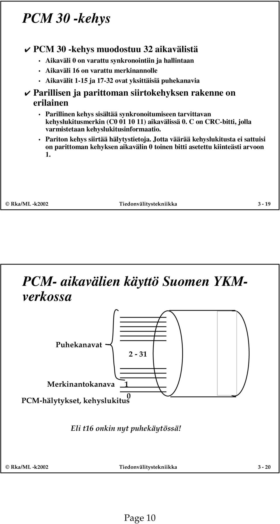 C on CRC-bitti, jolla varmistetaan kehyslukitusinformaatio. Pariton kehys siirtää hälytystietoja.