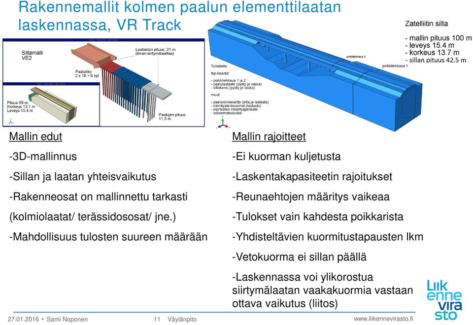 2016 Sami Noponen 11 Väylänpito Mallin rajoitteet -Ei kuorman kuljetusta -Laskentakapasiteetin rajoitukset -Reunaehtojen määritys vaikeaa