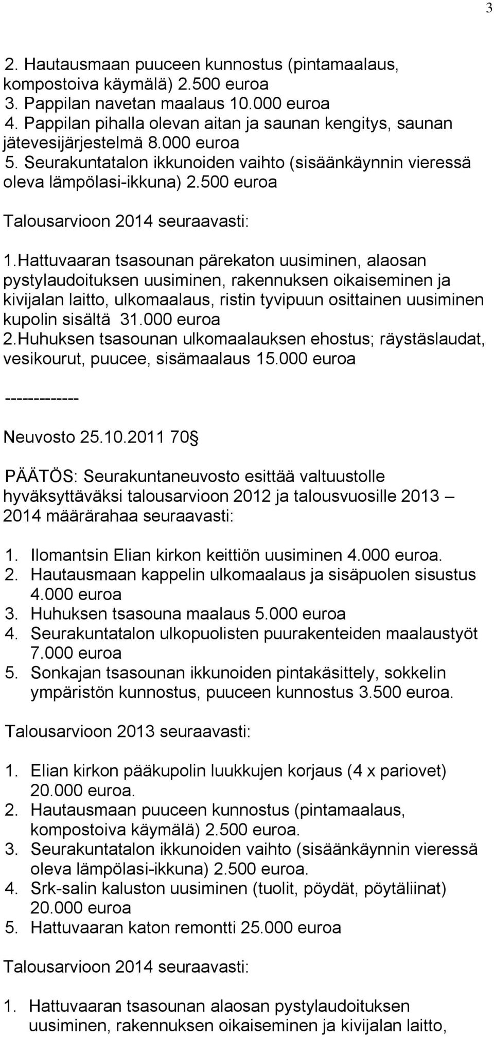 500 euroa Talousarvioon 2014 seuraavasti: 1.