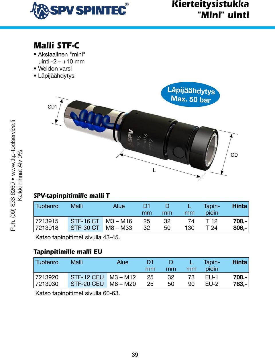 STF-30 CT M8 M33 32 50 130 T 24 806,- Katso tapinpitimet sivulla 43-45.