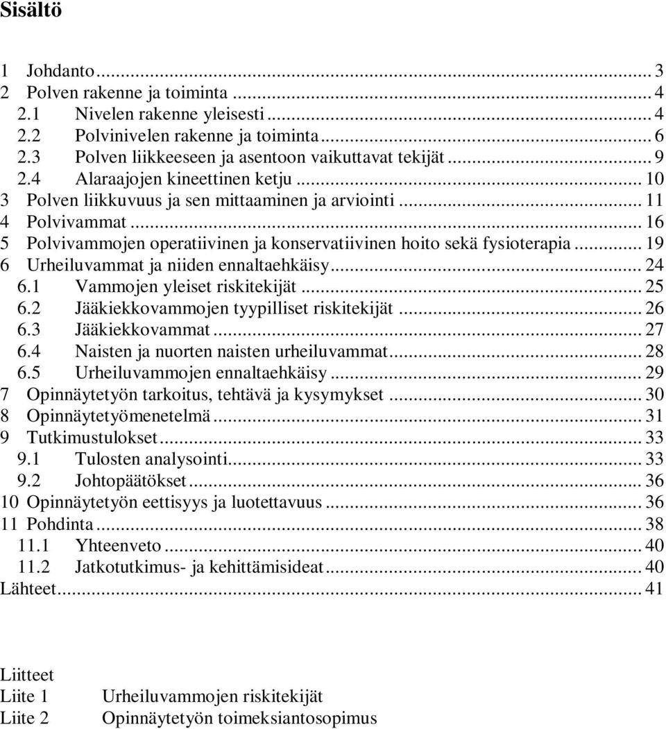 .. 19 6 Urheiluvammat ja niiden ennaltaehkäisy... 24 6.1 Vammojen yleiset riskitekijät... 25 6.2 Jääkiekkovammojen tyypilliset riskitekijät... 26 6.3 Jääkiekkovammat... 27 6.