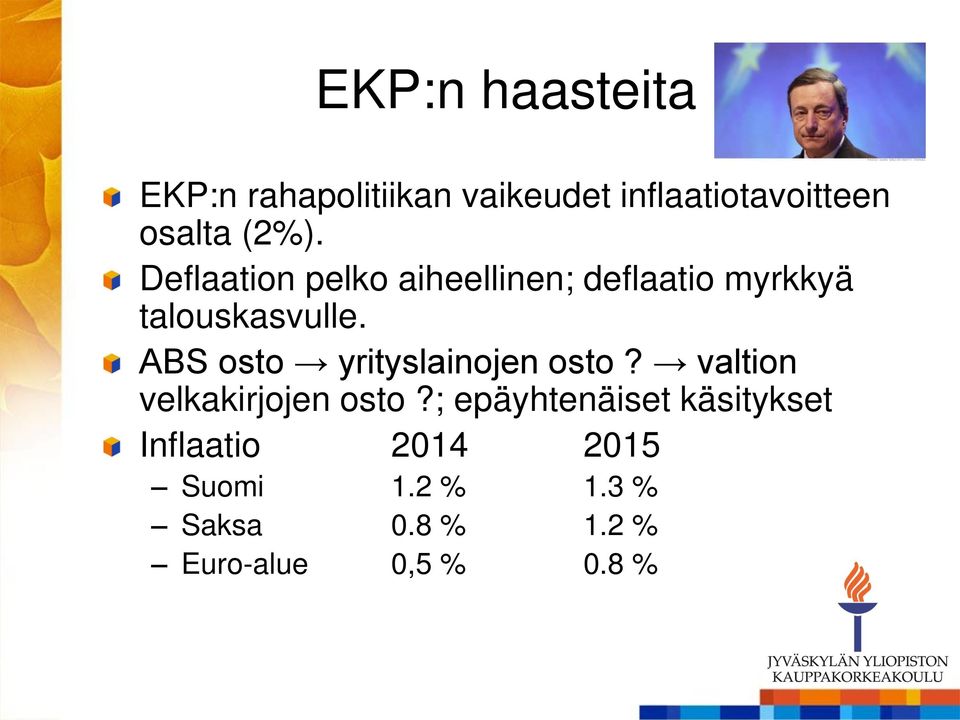 ABS osto yrityslainojen osto? valtion velkakirjojen osto?