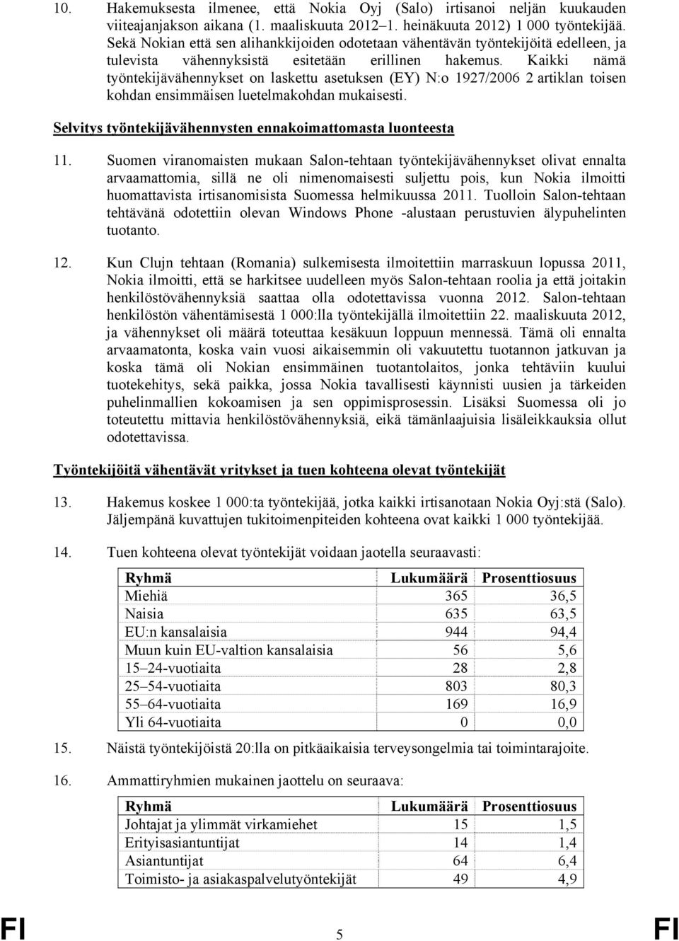 Kaikki nämä työntekijävähennykset on laskettu asetuksen (EY) N:o 1927/2006 2 artiklan toisen kohdan ensimmäisen luetelmakohdan mukaisesti.