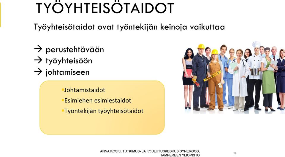 Johtamistaidot Esimiehen esimiestaidot Työntekijän