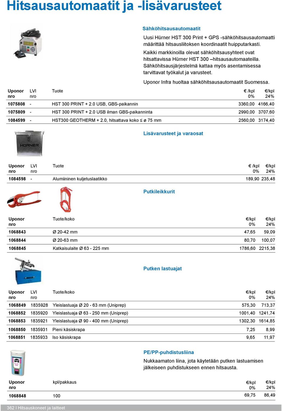 Infra huoltaa sähköhitsausautomaatit Suomessa. 1075808 - HST 300 PRINT + 2.0 USB, GBS-paikannin 3360,00 4166,40 1075809 - HST 300 PRINT + 2.