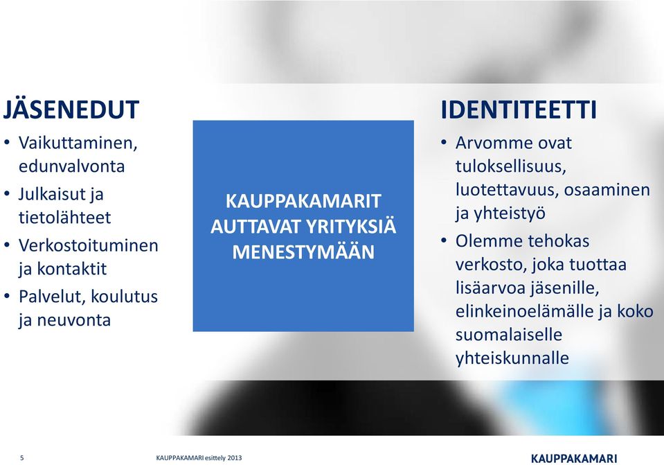 ovat tuloksellisuus, luotettavuus, osaaminen ja yhteistyö Olemme tehokas verkosto, joka tuottaa