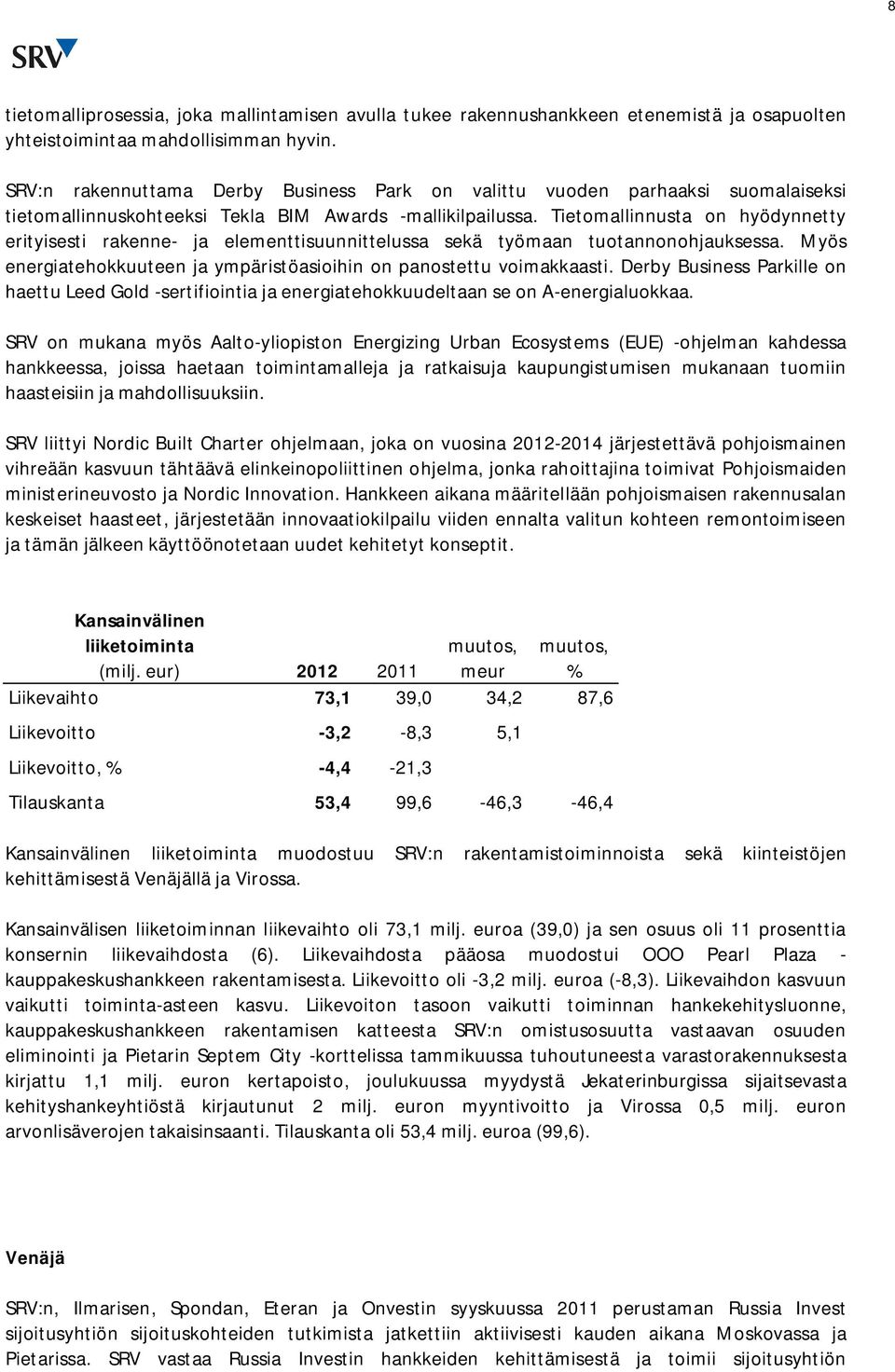 Tietomallinnusta on hyödynnetty erityisesti rakenne- ja elementtisuunnittelussa sekä työmaan tuotannonohjauksessa. Myös energiatehokkuuteen ja ympäristöasioihin on panostettu voimakkaasti.