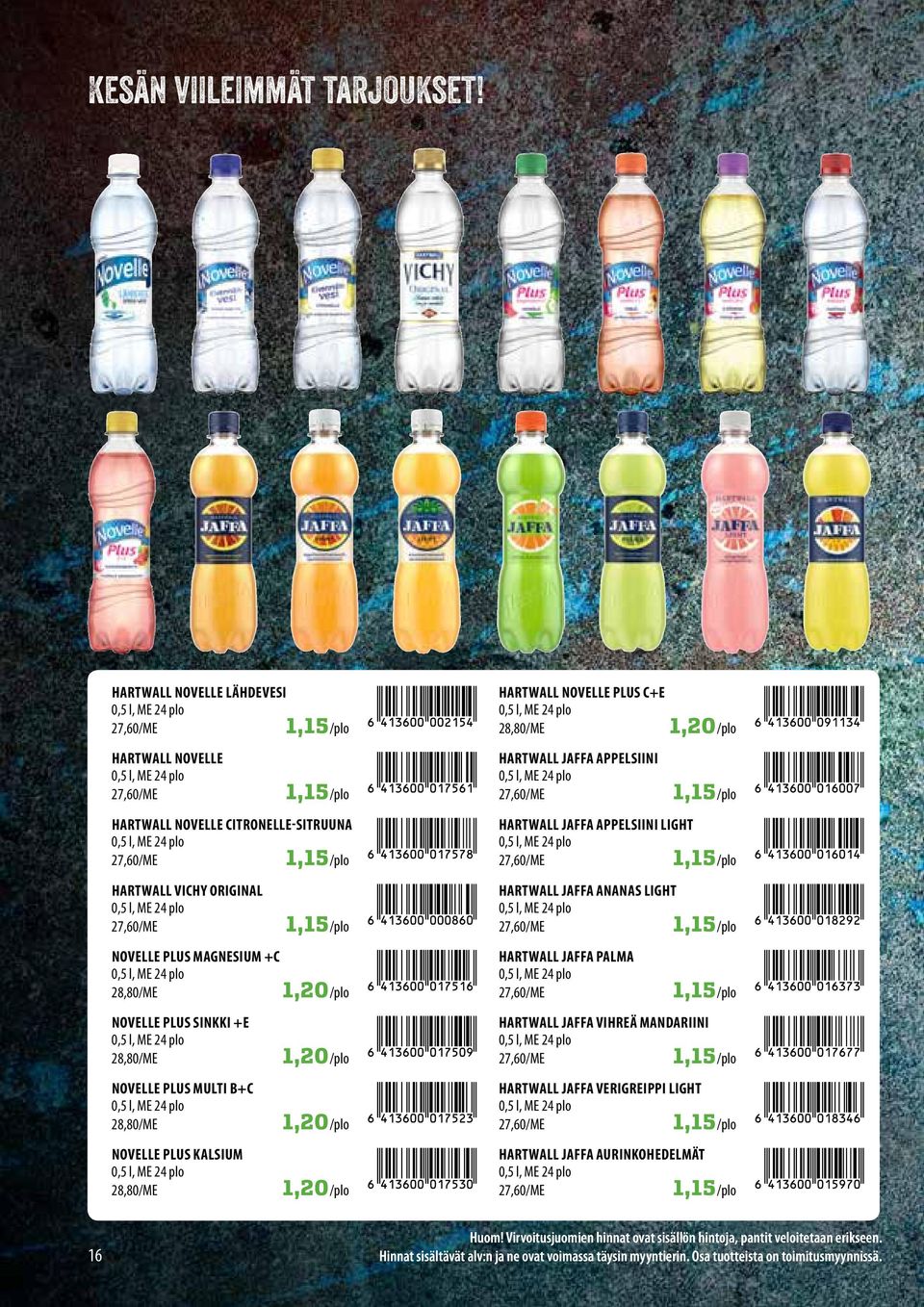 ORIGINA HARTWA JAFFA ANANAS IGHT NOVEE PUS MAGNESIUM +C 28,80/ME 1,20/plo HARTWA JAFFA PAMA NOVEE PUS SINKKI +E 28,80/ME NOVEE PUS MUTI B+C 28,80/ME NOVEE PUS KASIUM