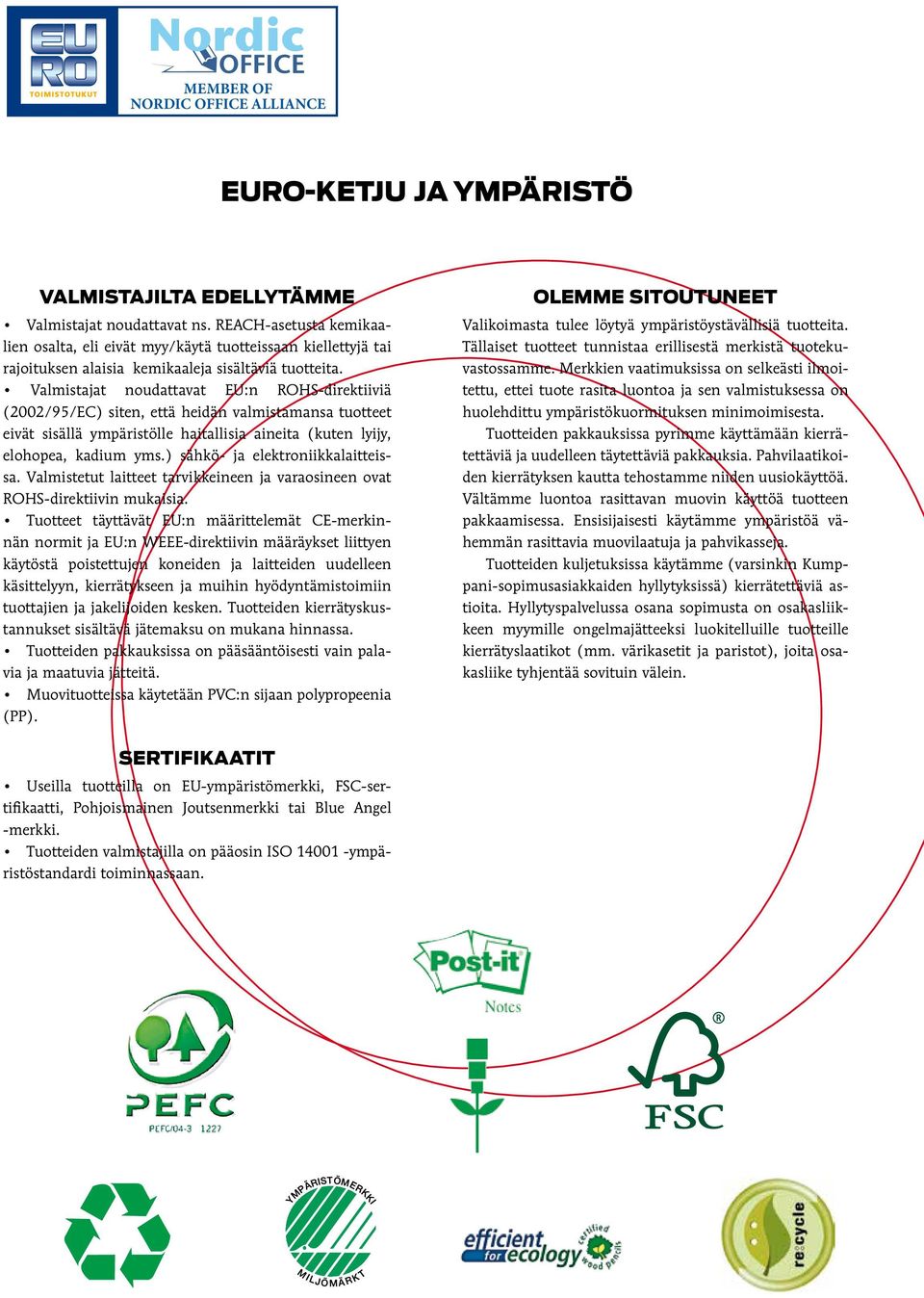 Valmistajat noudattavat EU:n ROHS-direktiiviä (2002/95/EC) siten, että heidän valmistamansa tuotteet eivät sisällä ympäristölle haitallisia aineita (kuten lyijy, elohopea, kadium yms.