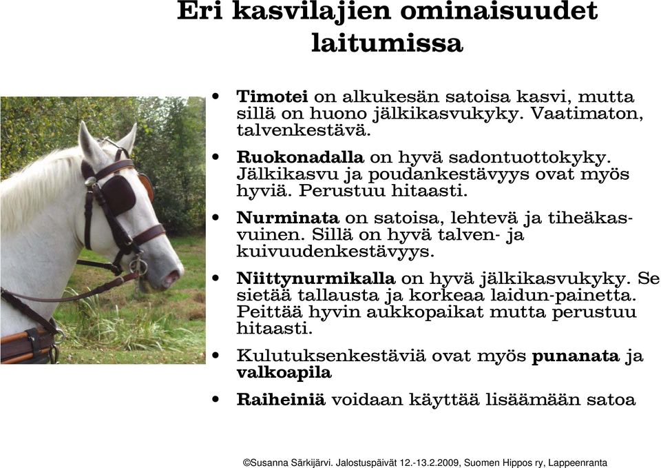 Nurminata on satoisa, lehtevä ja tiheäkasvuinen. Sillä on hyvä talven- ja kuivuudenkestävyys. Niittynurmikalla on hyvä jälkikasvukyky.