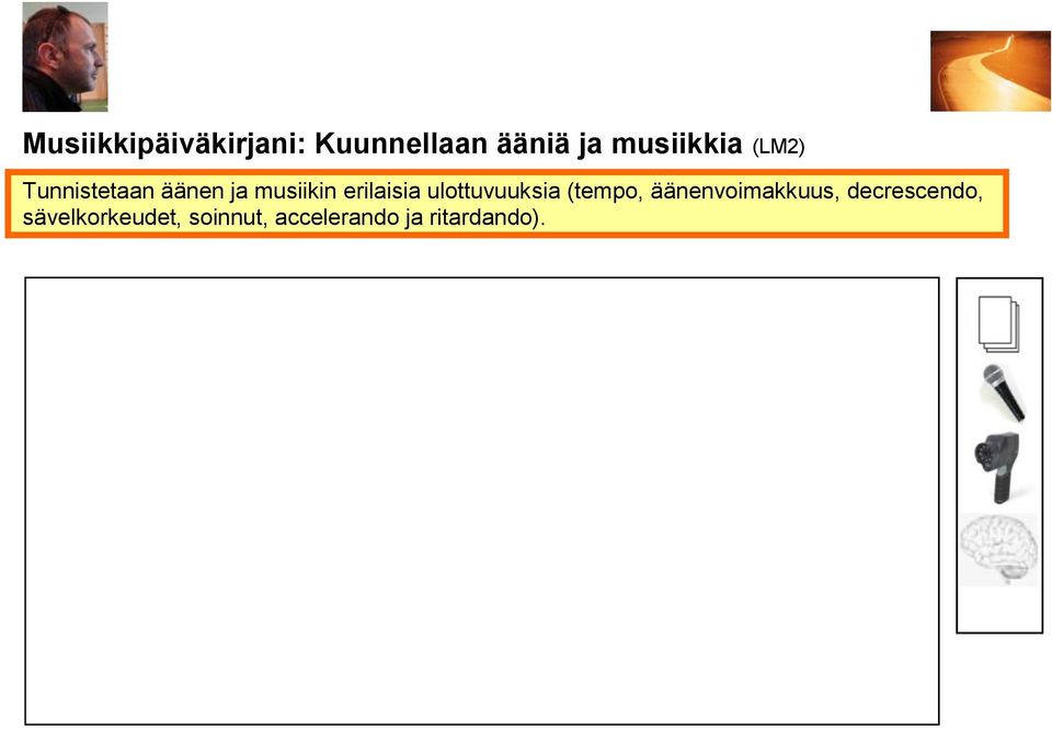 erilaisia ulottuvuuksia (tempo, äänenvoimakkuus,