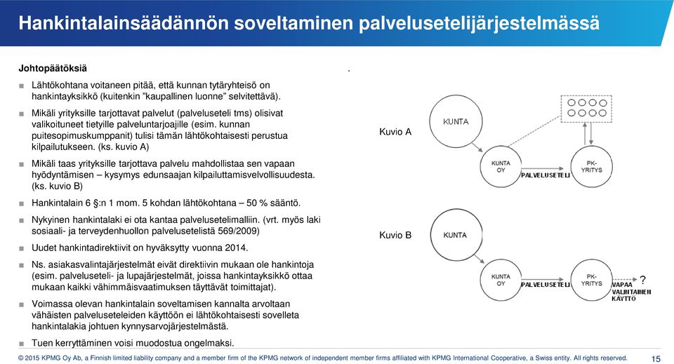 (ks. kuvi A) Mikäli taas yrityksille tarjttava palvelu mahdllistaa sen vapaan hyödyntämisen kysymys edunsaajan kilpailuttamisvelvllisuudesta. (ks. kuvi B) Hankintalain 6 :n 1 mm.