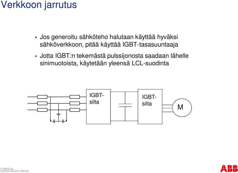 IGBT:n tekemästä pulssijonosta saadaan lähelle sinimuotoista,