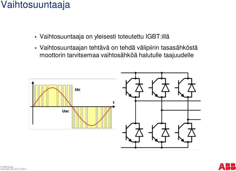 tehdä välipiirin tasasähköstä moottorin tarvitsemaa