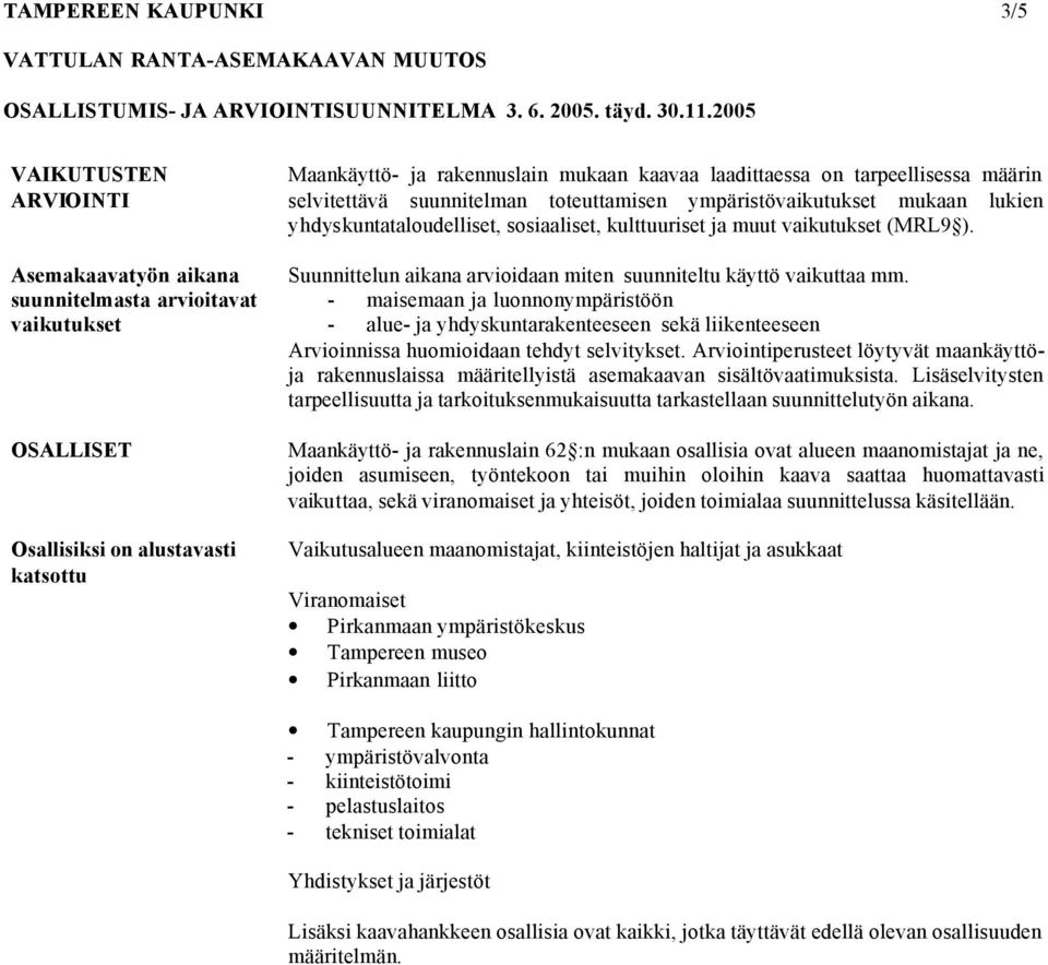Suunnittelun aikana arvioidaan miten suunniteltu käyttö vaikuttaa mm.