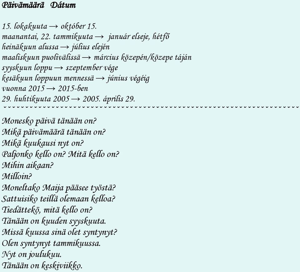 mennessä június végéig vuonna 2015 2015-ben 29. huhtikuuta 2005 2005. április 29. Monesko päivä tänään on? Mikä päivämäärä tänään on? Mikä kuukausi nyt on?