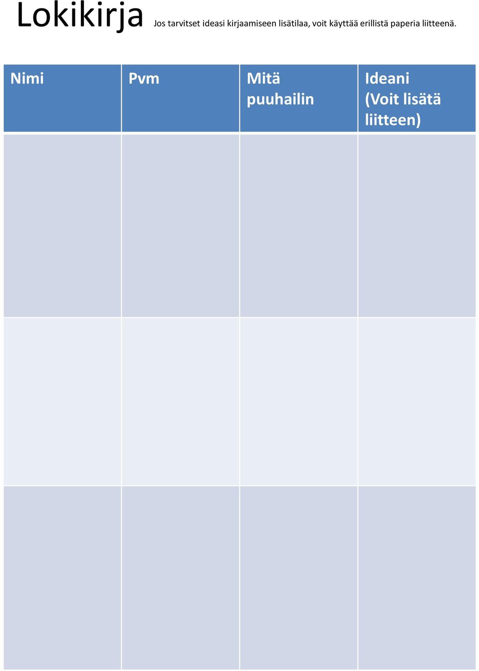 erillistä paperia liitteenä.