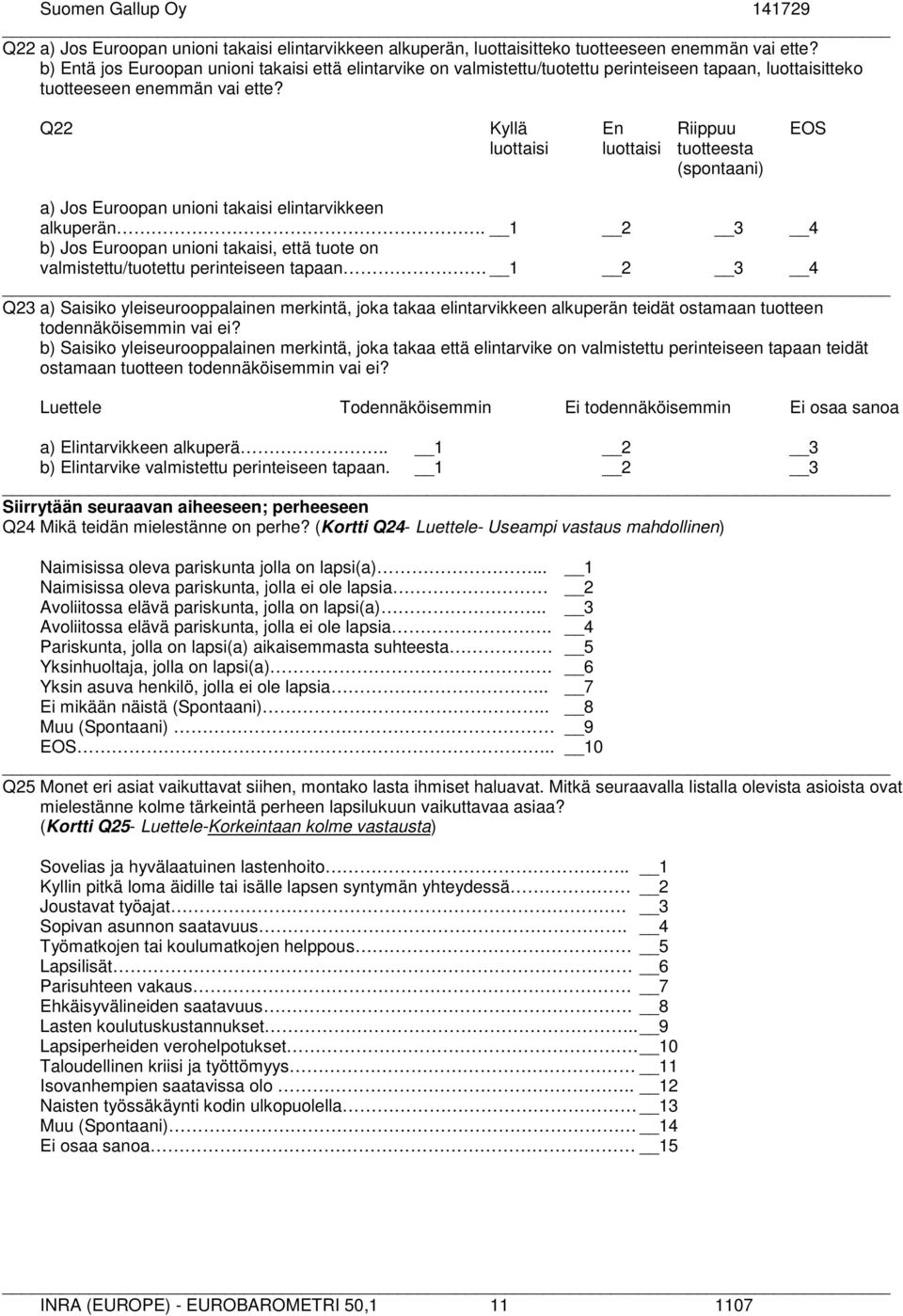Q22 Kyllä En Riippuu EOS luottaisi luottaisi tuotteesta (spontaani) a) Jos Euroopan unioni takaisi elintarvikkeen alkuperän.