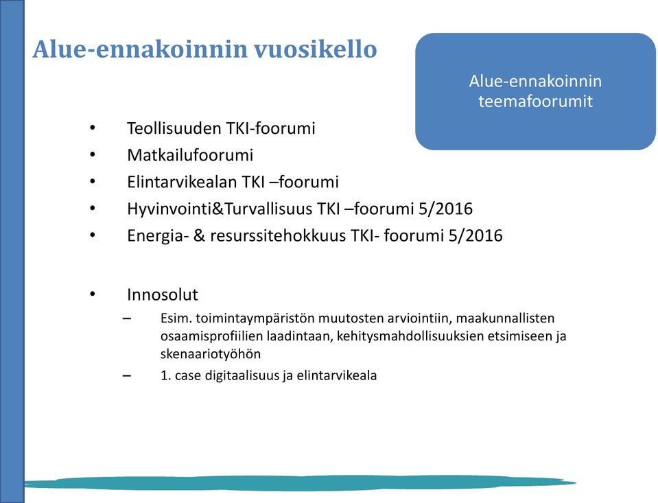 Alue-ennakoinnin teemafoorumit Innosolut Esim.