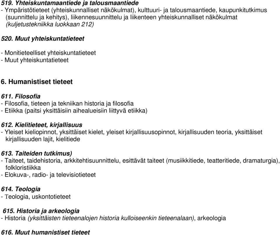 Filosofia - Filosofia, tieteen ja tekniikan historia ja filosofia - Etiikka (paitsi yksittäisiin aihealueisiin liittyvä etiikka) 612.