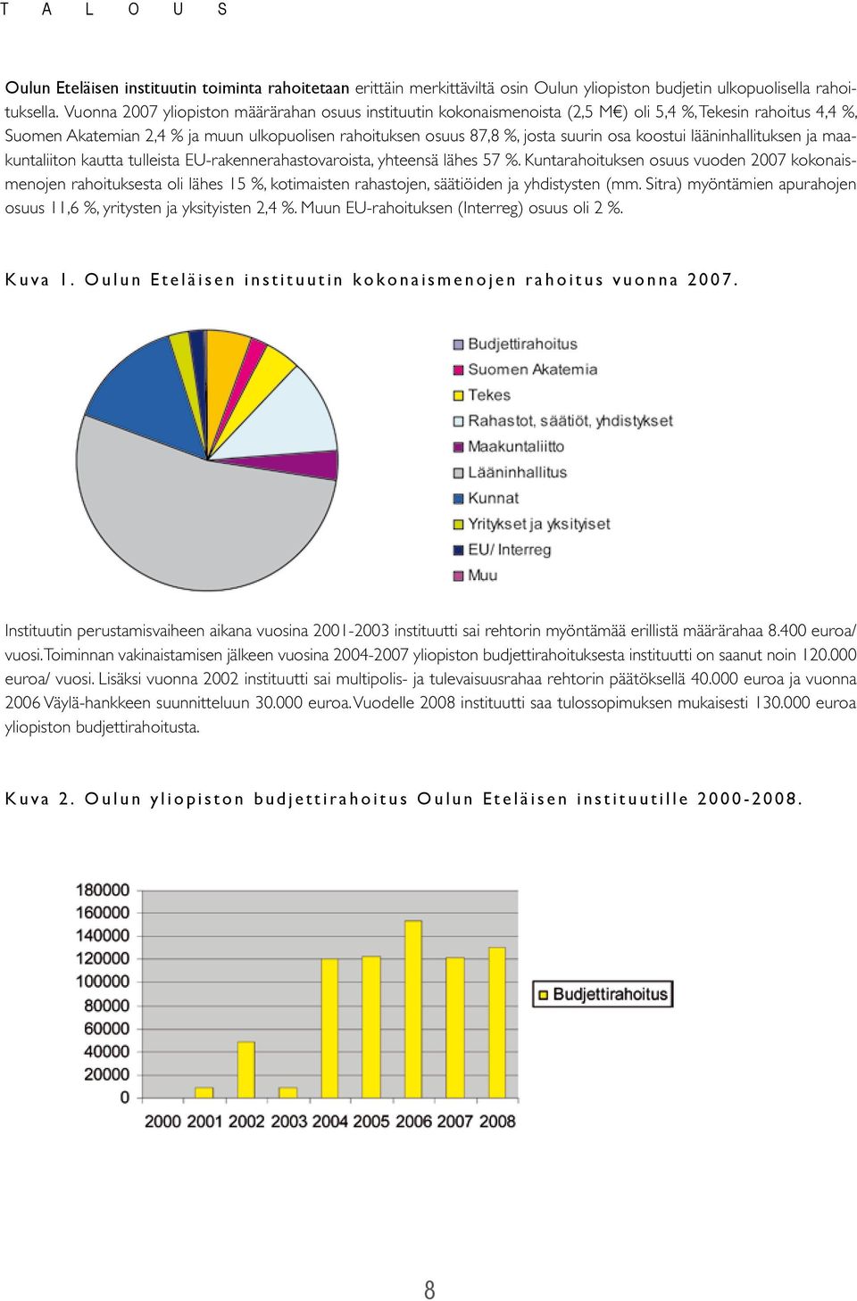 koostui lääninhallituksen ja maakuntaliiton kautta tulleista EU-rakennerahastovaroista, yhteensä lähes 57 %.