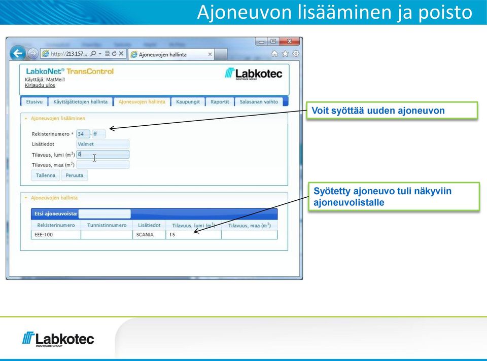 ajoneuvon Syötetty