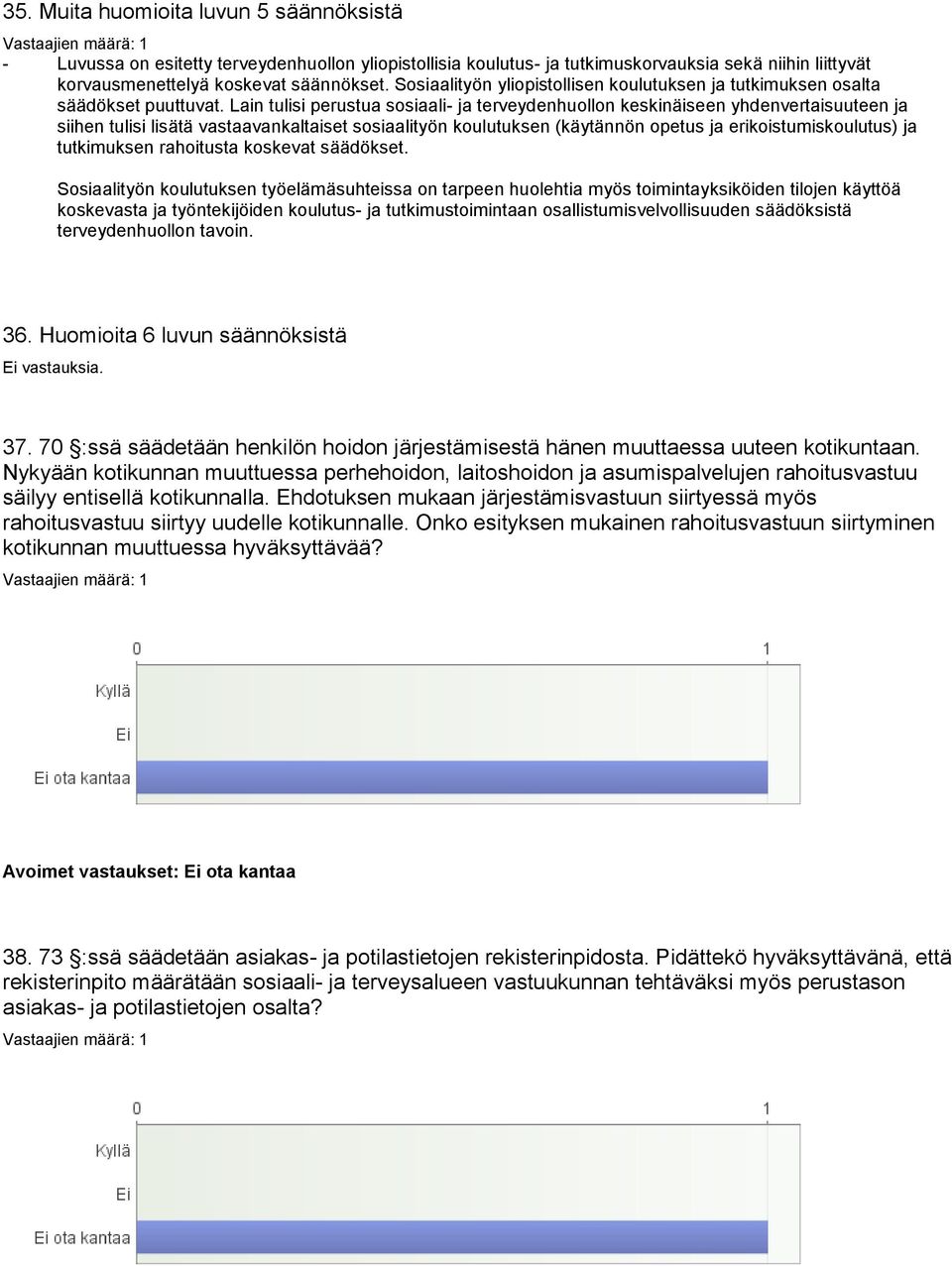 Lain tulisi perustua sosiaali- ja terveydenhuollon keskinäiseen yhdenvertaisuuteen ja siihen tulisi lisätä vastaavankaltaiset sosiaalityön koulutuksen (käytännön opetus ja erikoistumiskoulutus) ja