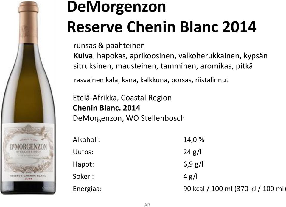 kalkkuna, porsas, riistalinnut Etelä-Afrikka, Coastal Region Chenin Blanc.