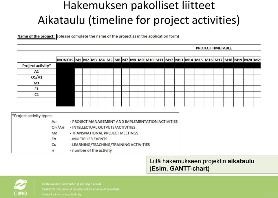 activities) Liitä hakemukseen