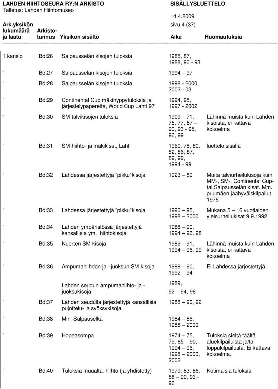 mäkikisat, Lahti 1960, 78, 80, 82, 86, 87, 89, 92, 1994-99 Lähinnä muista kuin Lahden kisoista, ei kattava kokoelma luettelo sisällä " Bd:32 Lahdessa järjestettyjä "pikku"kisoja 1923 89 Muita