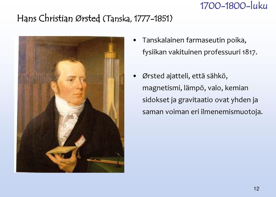 1817. Ørsted ajatteli, että sähkö, magnetismi, lämpö, valo,
