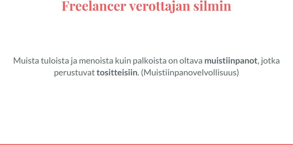 muistiinpanot, jotka perustuvat