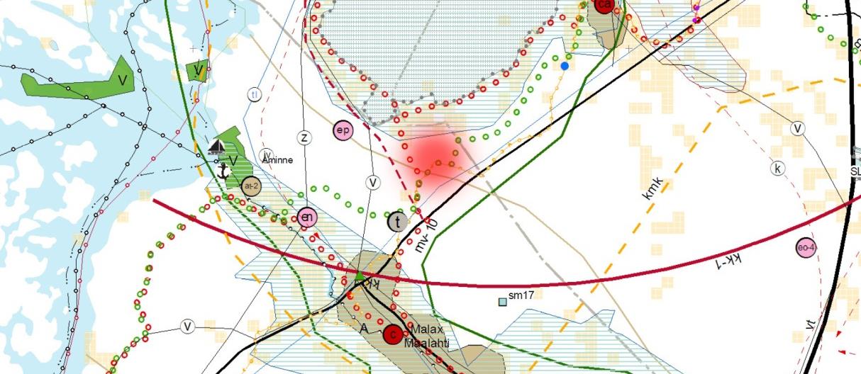 1-7 Kunnan tavoite asemakaavoituksella on mahdollistaa asukasmäärän lisäämisen Maalahden kunnankeskustan, Yttermalaxin välittömässä läheisyydessä.