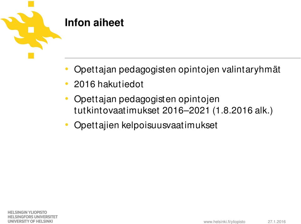 pedagogisten opintojen tutkintovaatimukset